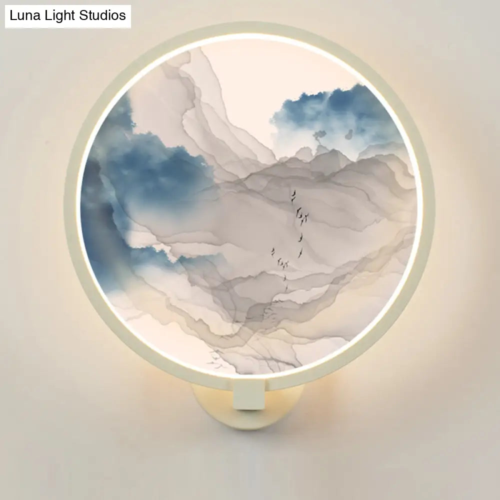 Chinese Led Acrylic Mountain Wall Lamp: White Mural Lighting For Living Room