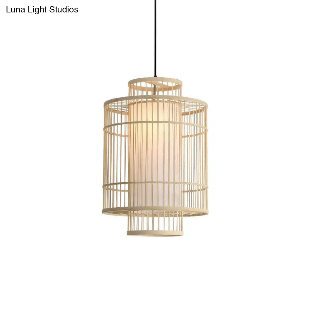 Chinese Palace Lantern Pendant Lamp - Bamboo Ceiling Light Fixture For Study Room