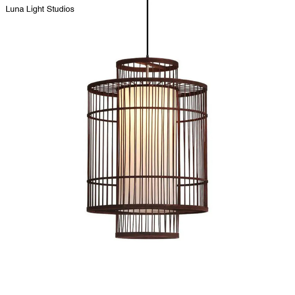 Chinese Palace Lantern Pendant Lamp - Bamboo Ceiling Light Fixture For Study Room