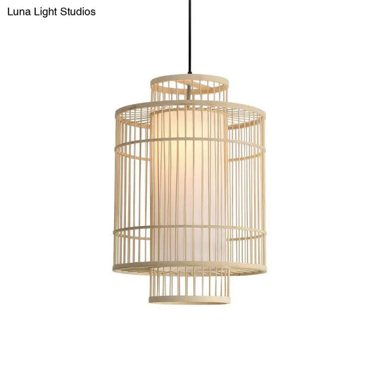 Chinese Palace Lantern Pendant Lamp - Bamboo Ceiling Light Fixture For Study Room