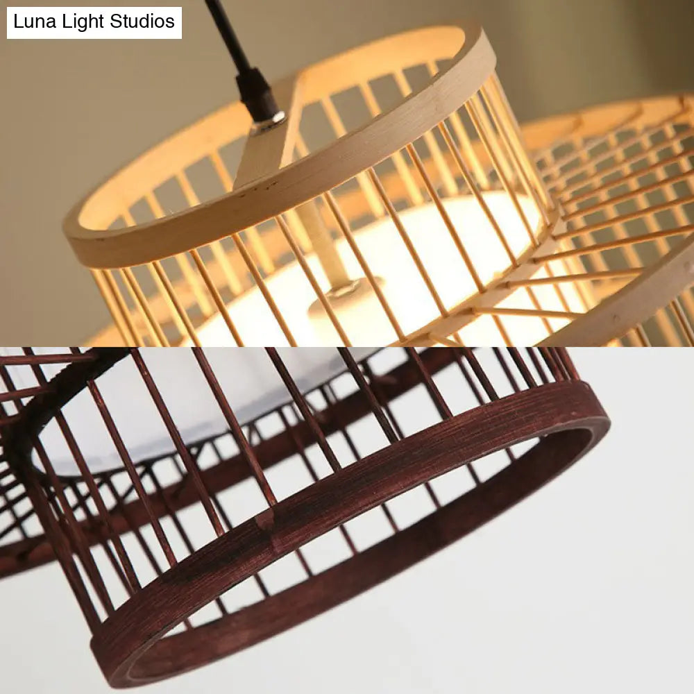 Chinese Palace Lantern Pendant Lamp - Bamboo Ceiling Light Fixture For Study Room