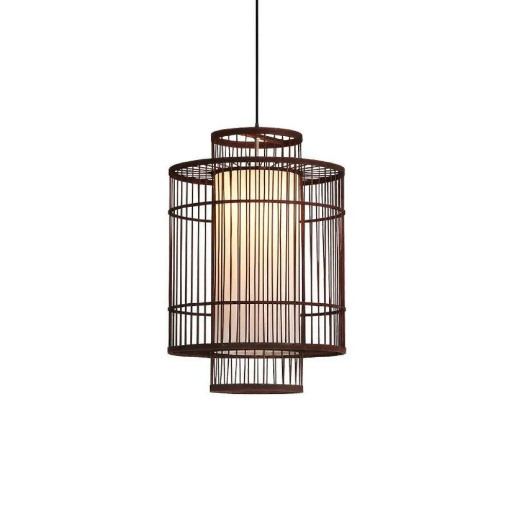 Chinese Palace Lantern Pendant Lamp - Bamboo Ceiling Light Fixture For Study Room Coffee / Small