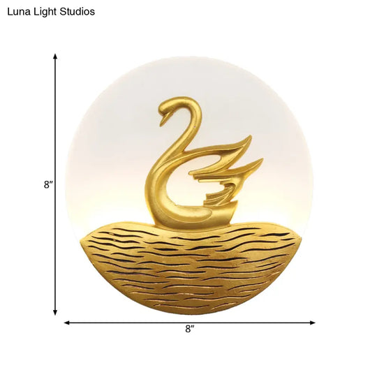 Chinese Style Led Swan Pattern Wall Light - Gold Acrylic Mural Lamp For Corridor