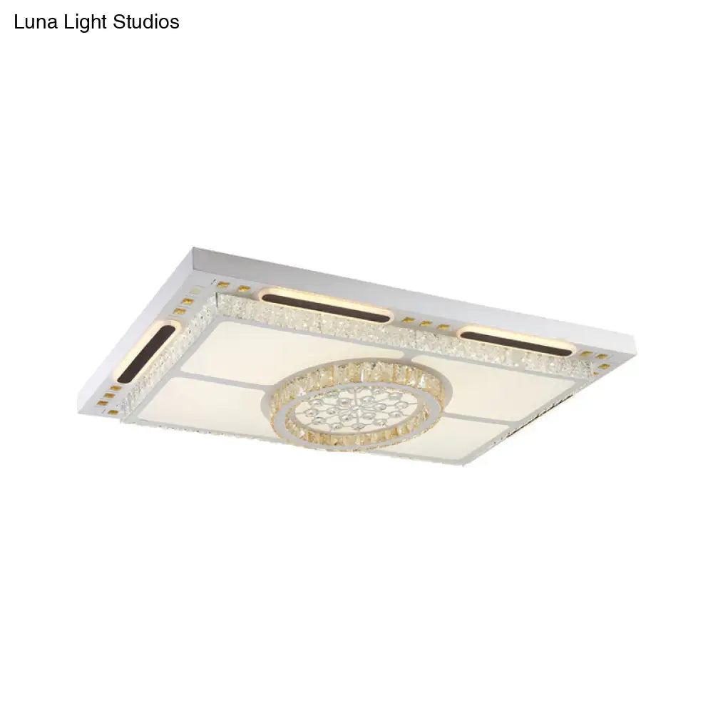 Chinese Style Led White Crystal Ceiling Flush Mount - Perfect For Living Room Lighting