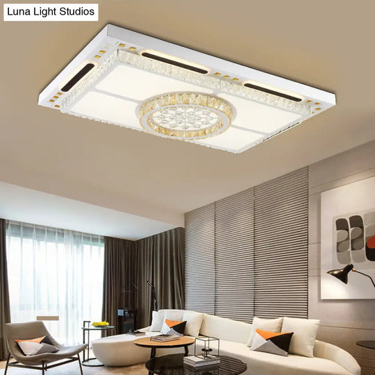 Chinese Style Led White Crystal Ceiling Flush Mount - Perfect For Living Room Lighting