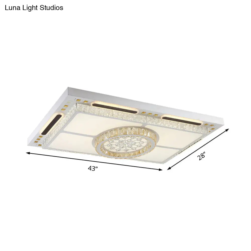 Chinese Style Led White Crystal Ceiling Flush Mount - Perfect For Living Room Lighting