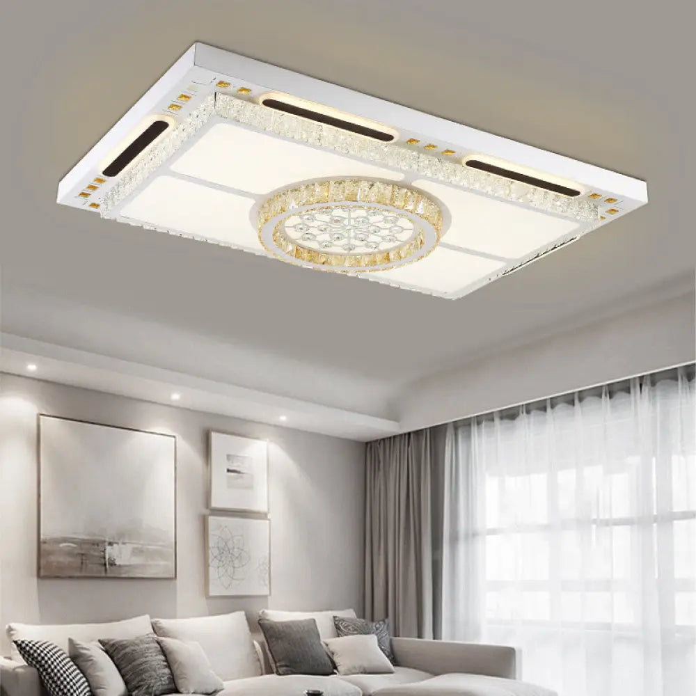 Chinese Style Led White Crystal Ceiling Flush Mount - Perfect For Living Room Lighting