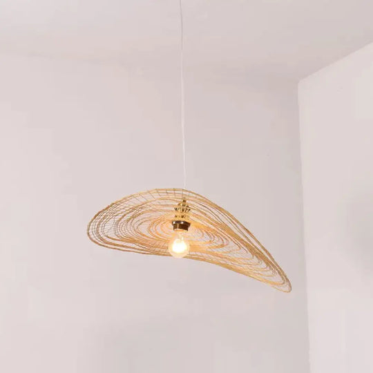 Chinese Style Lotus Leaf Pendant Light With Bamboo Shade - 1/3/6-Light Beige 14’/16.5’/19.5’