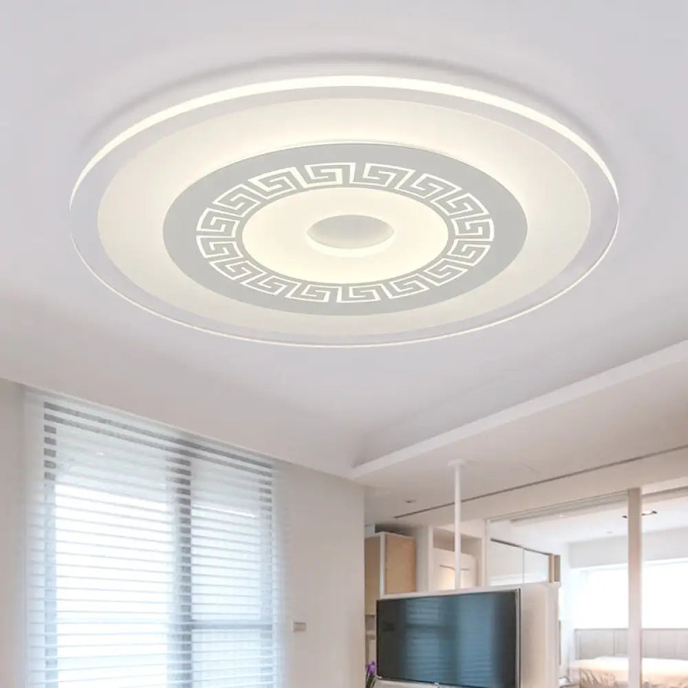 Chinese Style Ultrathin White Disc Led Flush Lamp - 16’/19.5’/23.5’ W Acrylic Ceiling Mount