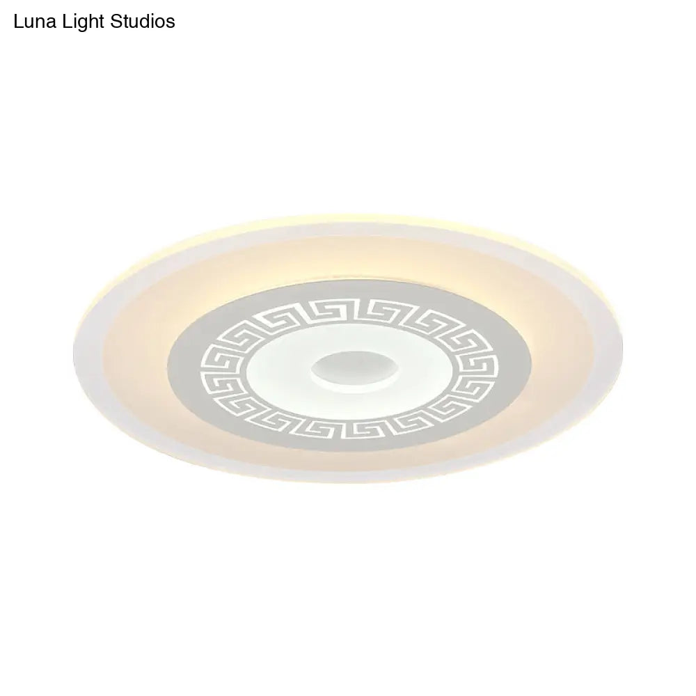 Chinese Style Ultrathin White Disc Led Flush Lamp - 16’/19.5’/23.5’ W Acrylic Ceiling Mount