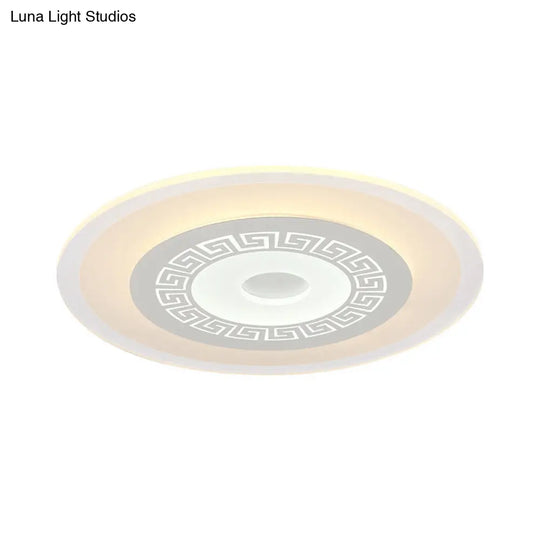 Chinese Style Ultrathin White Disc Led Flush Lamp - 16/19.5/23.5 W Acrylic Ceiling Mount Warm/White