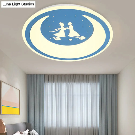 Chinese Valentines Day Led Flush Ceiling Light - Romantic Acrylic Lamp For Kids Bedroom Blue / 16