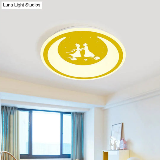 Chinese Valentines Day Led Flush Ceiling Light - Romantic Acrylic Lamp For Kids Bedroom Yellow / 16