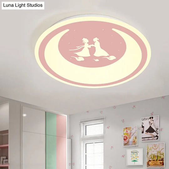 Chinese Valentines Day Led Flush Ceiling Light - Romantic Acrylic Lamp For Kids Bedroom Pink / 16