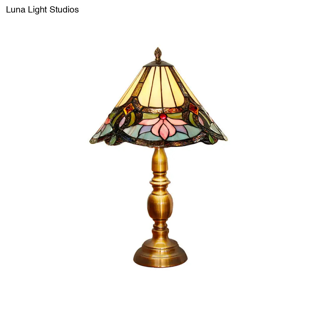 Chort - Baroque Conical Hand Cut Glass Lotus Table Light Brushed Brass