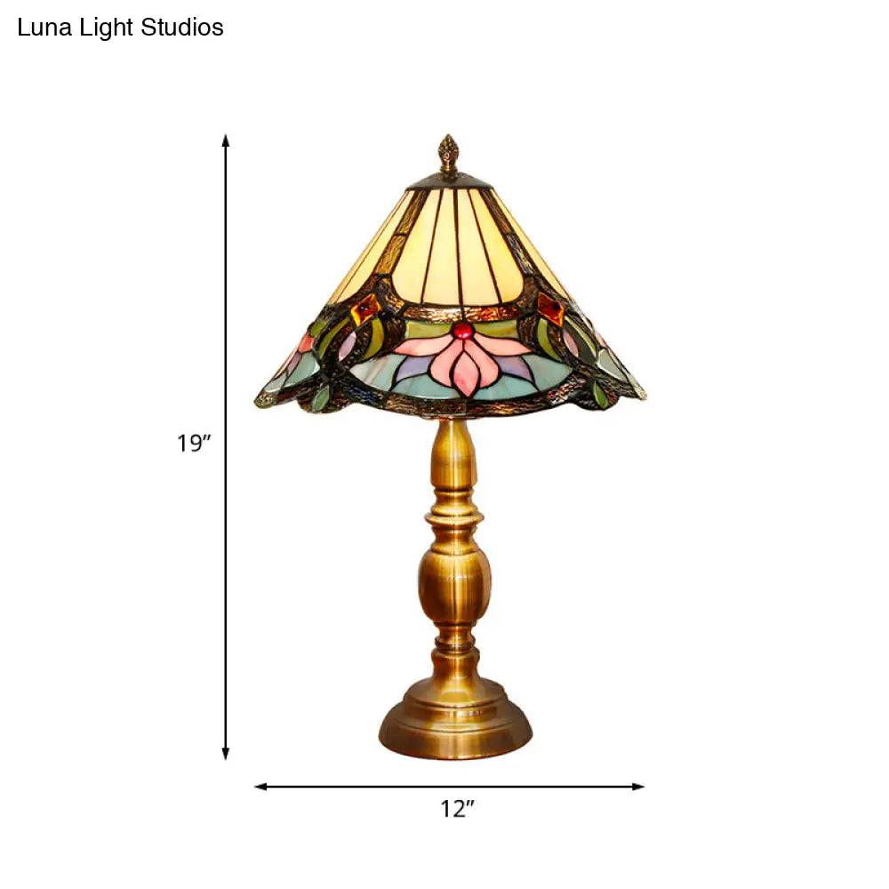 Chort - Baroque Conical Hand Cut Glass Lotus Table Light Brushed Brass