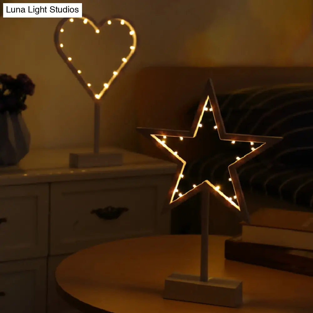 Christmas Battery Night Lamp - Creative Led Table Light For Kids Room Simple & White Plastic Design