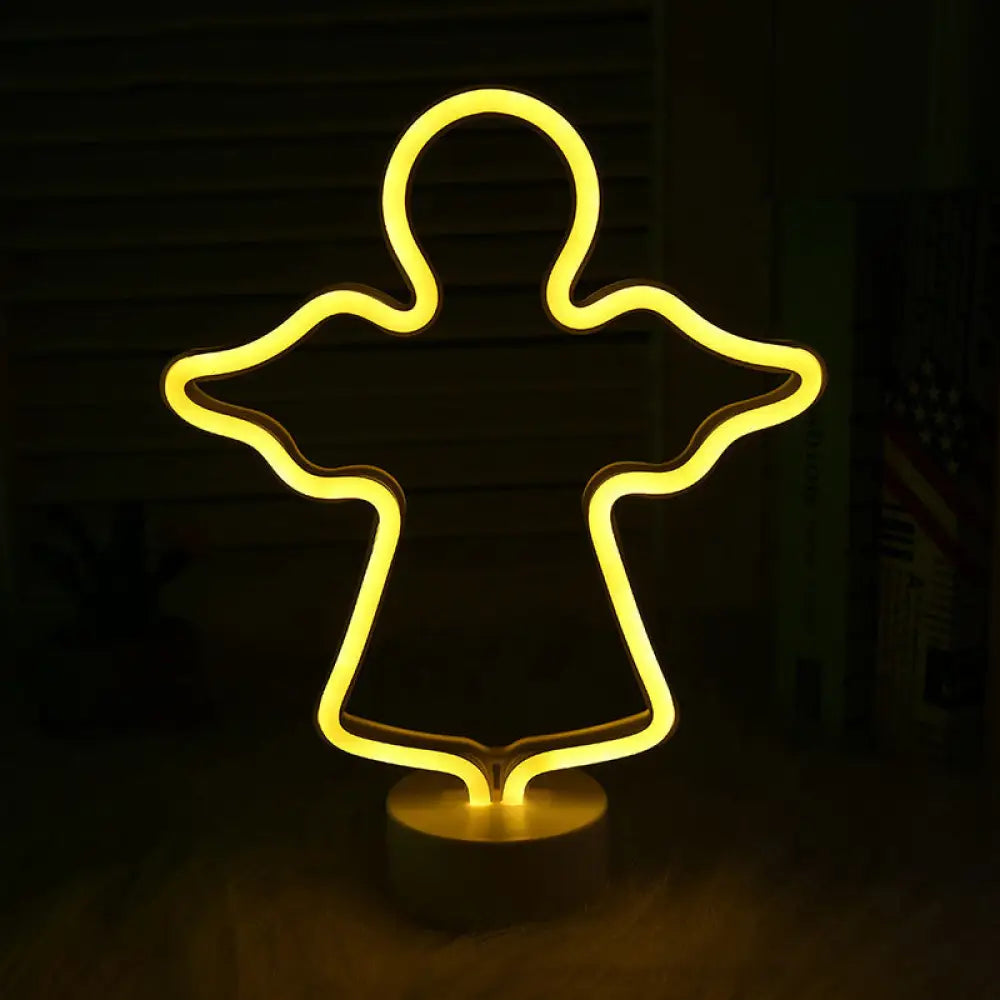 Christmas Night Light: Cartoon Style Plastic Led Wall Lighting For Kids Bedroom White / Angel