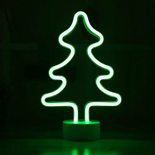 Christmas Night Light: Cartoon Style Plastic Led Wall Lighting For Kids Bedroom White / Tree