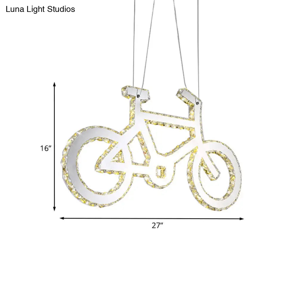 Stylish Led Crystal Chandelier - Modern Chrome Bicycle Living Room Pendant Light