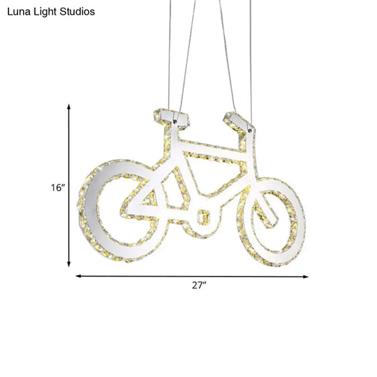 Stylish Led Crystal Chandelier - Modern Chrome Bicycle Living Room Pendant Light