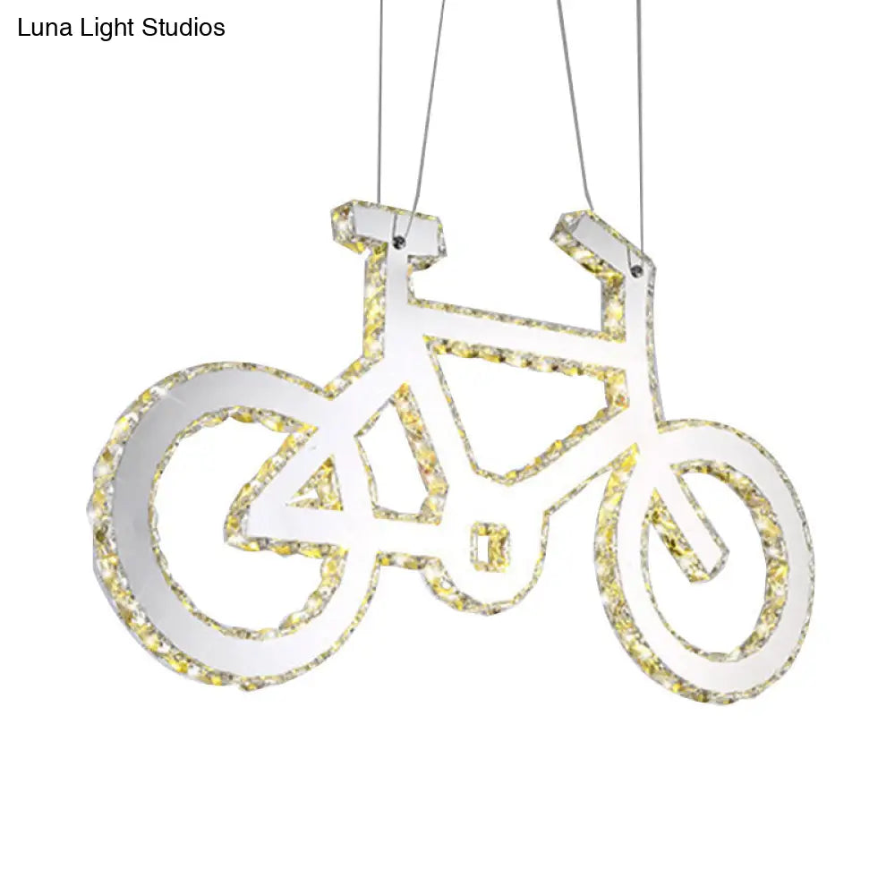 Stylish Led Crystal Chandelier - Modern Chrome Bicycle Living Room Pendant Light