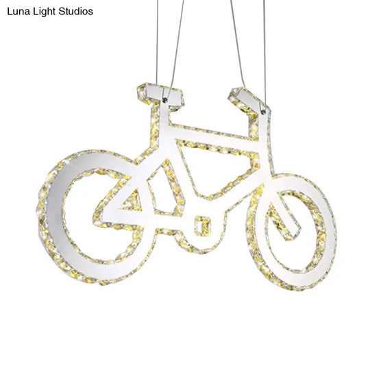 Stylish Led Crystal Chandelier - Modern Chrome Bicycle Living Room Pendant Light