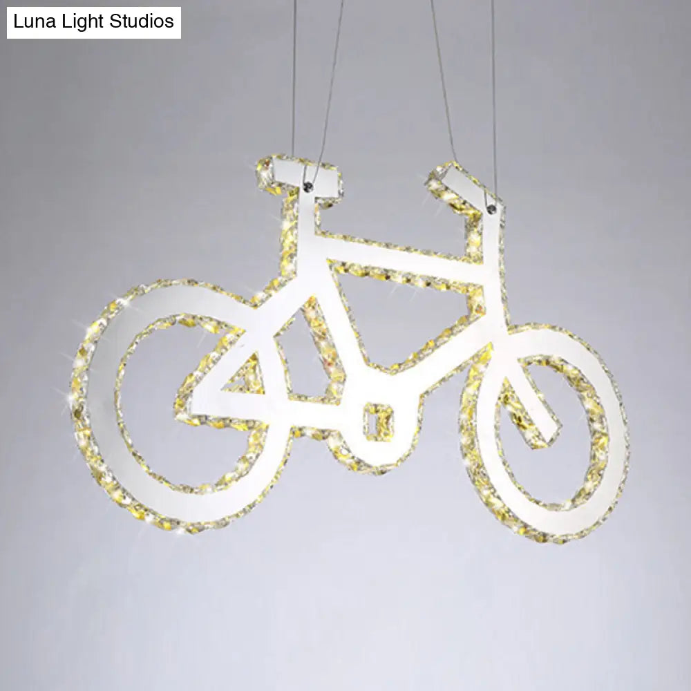 Chrome Bicycle Living Room Pendulum Led Crystal Chandelier Light