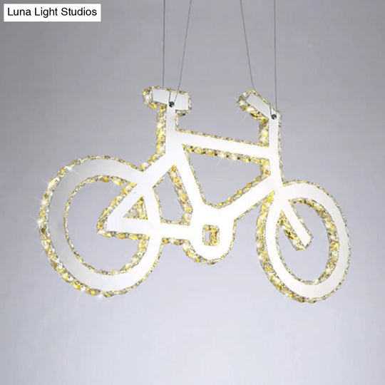 Stylish Led Crystal Chandelier - Modern Chrome Bicycle Living Room Pendant Light