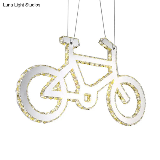 Chrome Bicycle Living Room Pendulum Led Crystal Chandelier Light