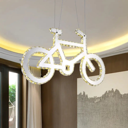 Chrome Bicycle Living Room Pendulum Led Crystal Chandelier Light