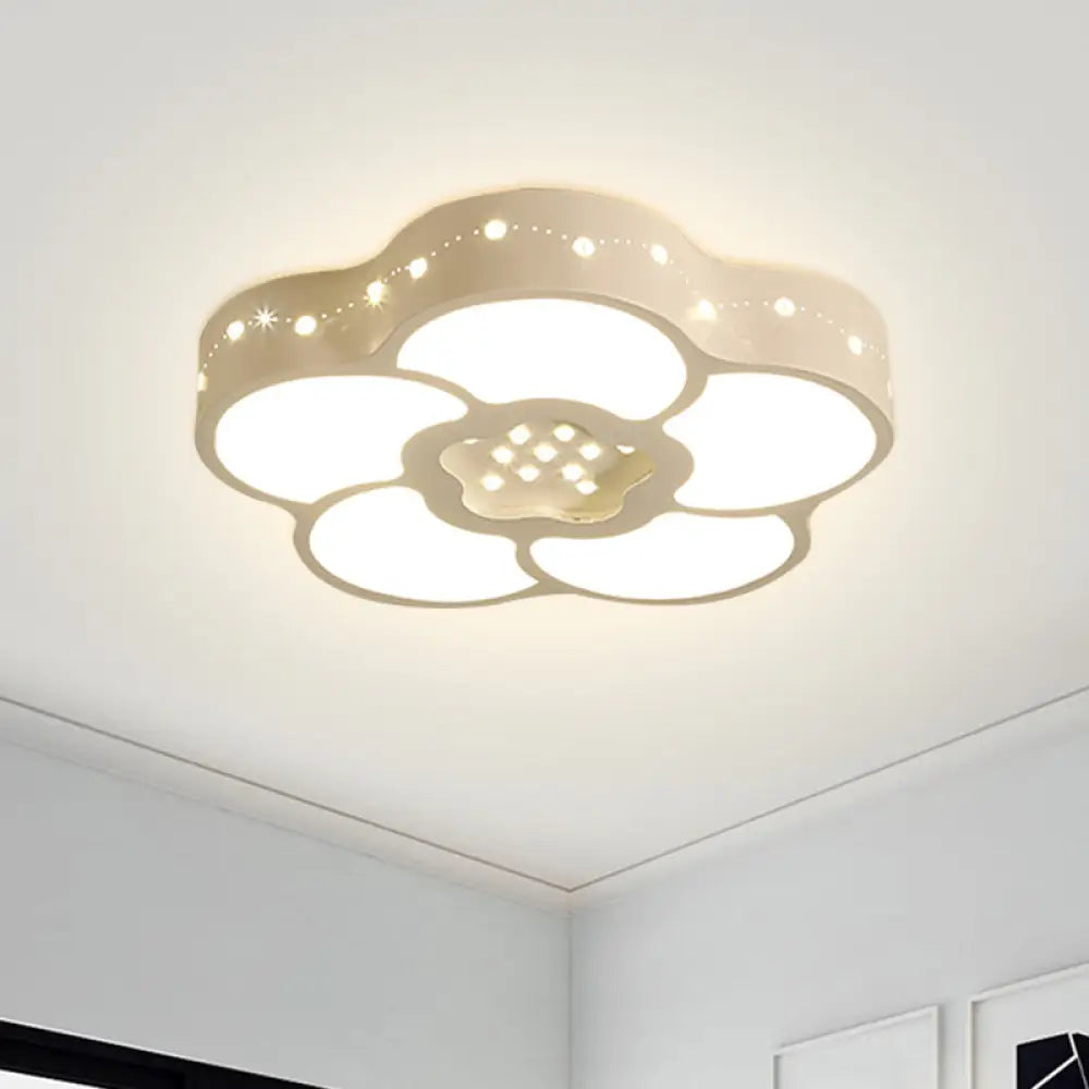 Chrome Crystal Led Ceiling Light Fixture With Simplicity Flower/Moon Design / Flower