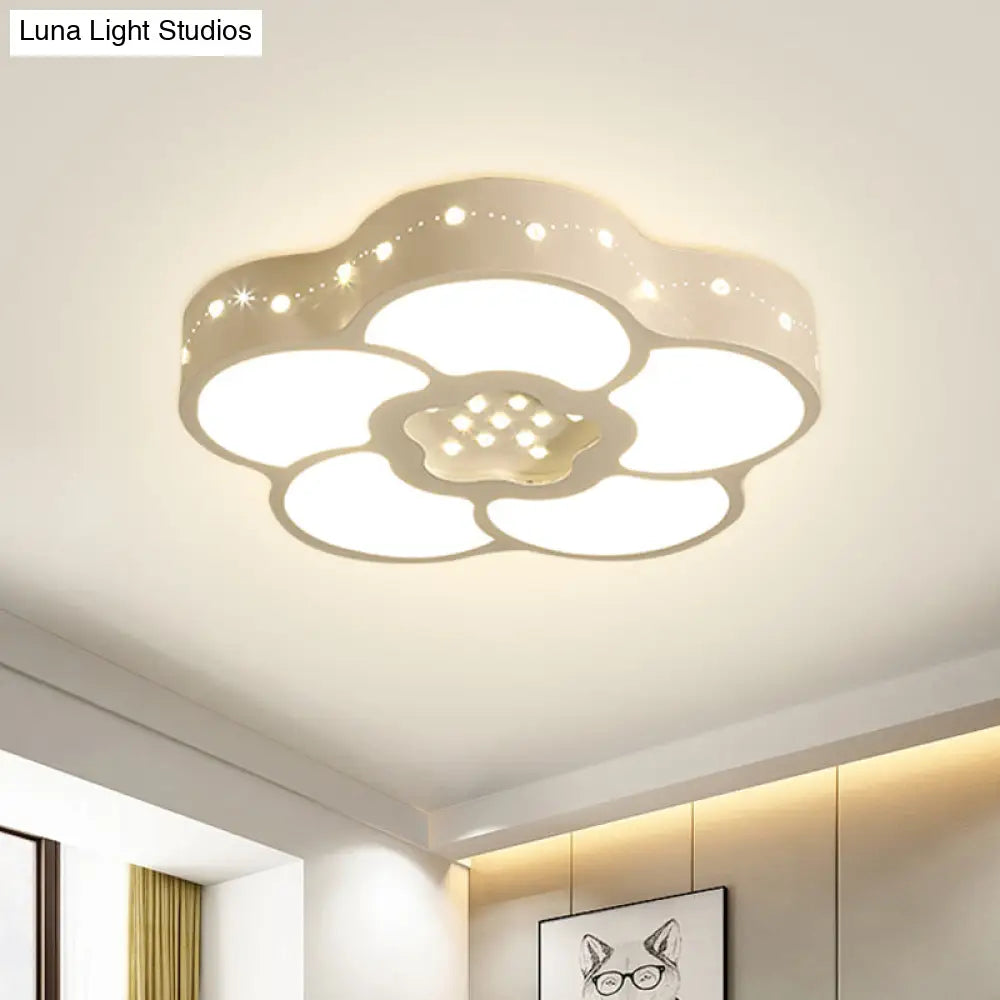 Chrome Crystal Led Ceiling Light Fixture With Simplicity Flower/Moon Design