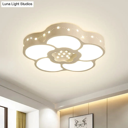 Chrome Crystal Led Ceiling Light Fixture With Simplicity Flower/Moon Design