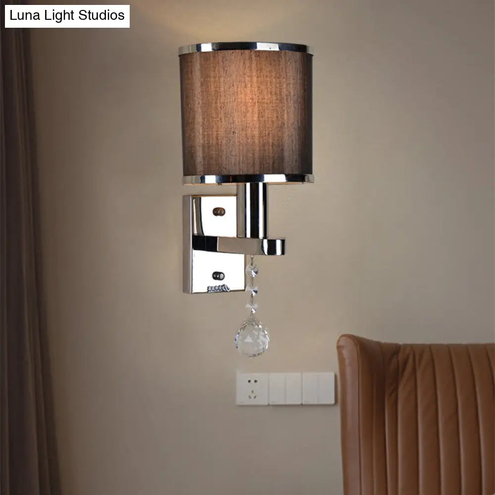 Chrome Cylinder Wall Sconce With Crystal Accent - Perfect For Bedroom Lighting