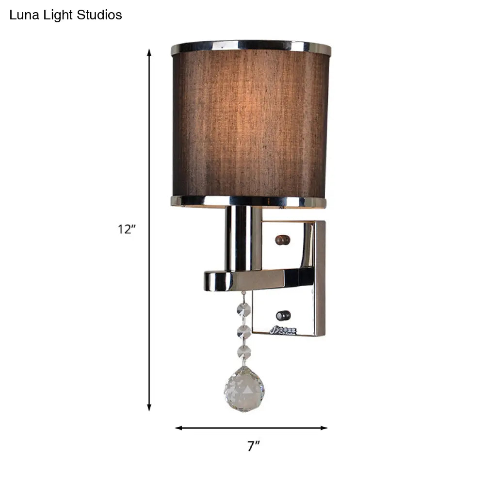 Chrome Cylinder Wall Sconce With Crystal Accent - Perfect For Bedroom Lighting