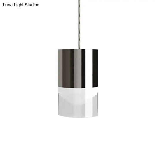 Modern Metal & Glass Chrome Triple Light Cylinder Pendant Lamp For Bar