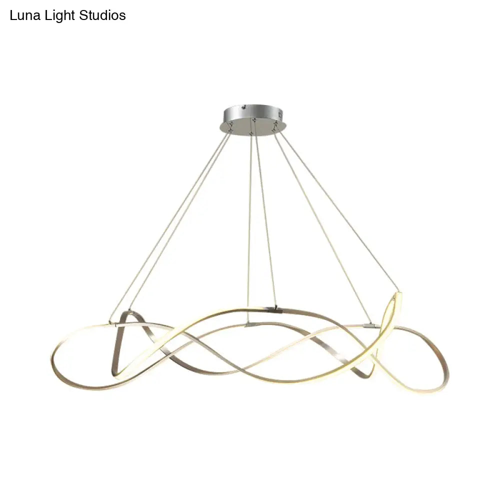 Chrome/Gold Twined Chandelier: Stylish Metal Led Pendant Light For Dining Room - 31/43 Wide