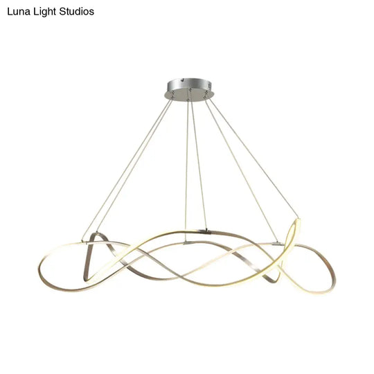 Chrome/Gold Twined Chandelier: Stylish Metal Led Pendant Light For Dining Room - 31/43 Wide