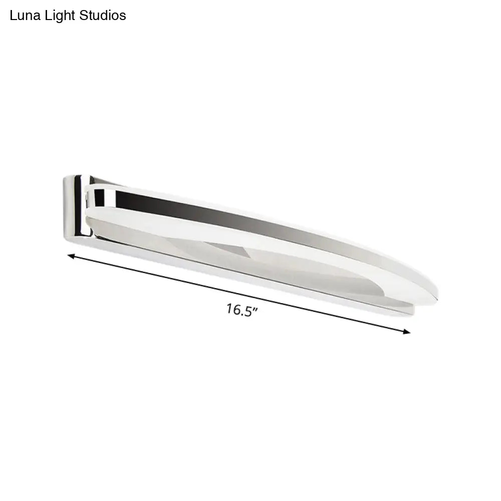 Chrome Led Arc Wall Light With Warm/White Acrylic Shade - Modern Vanity Lighting