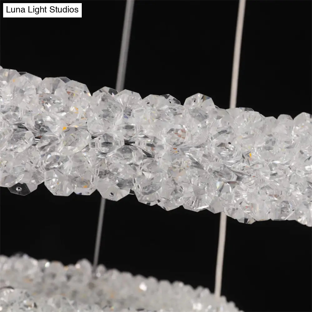 Chrome Led Chandelier Lamp: Simple Crystal Beaded Pendant Light Fixture Warm/White/Natural