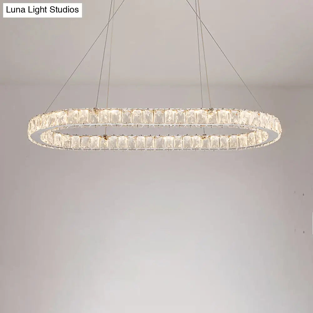 Chrome Led Crystal Chandelier Pendant For Minimalist Dining Rooms