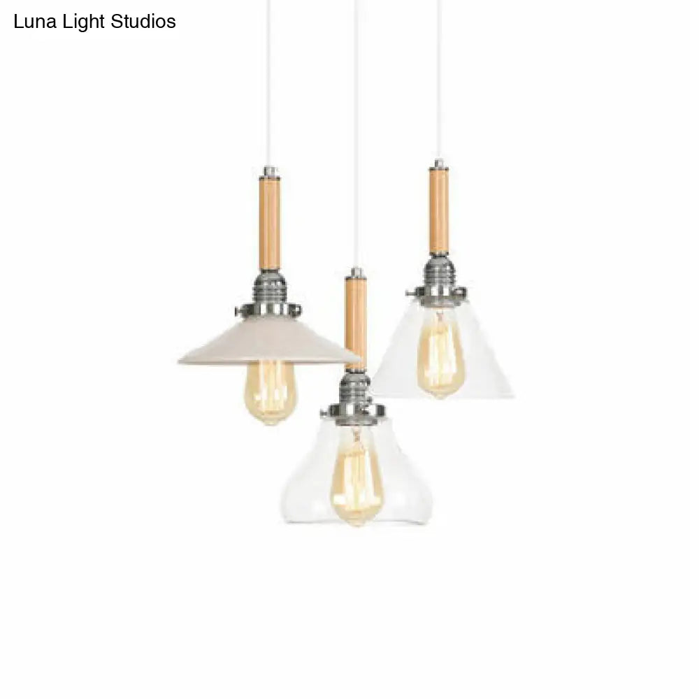 Modern Cone/Flared/Gourd Pendant Light In Chrome - 1 Clear Glass Fixture