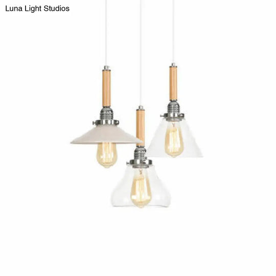 Modern Cone/Flared/Gourd Pendant Light In Chrome - 1 Clear Glass Fixture