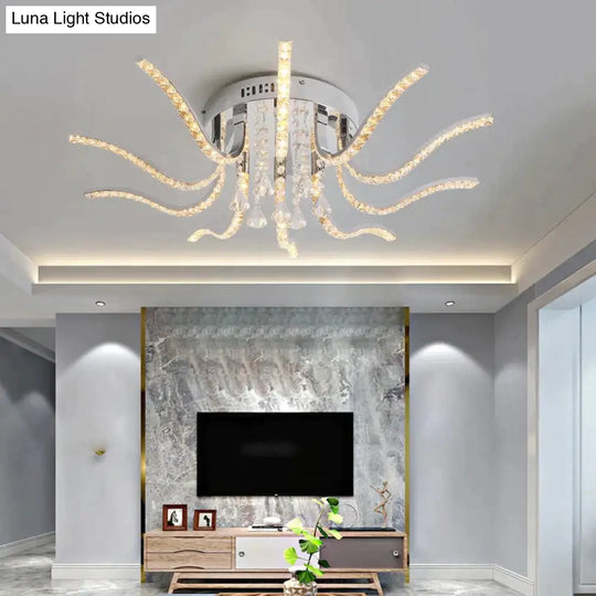 Chrome Plated Finish Crystal Rc Modern Led Ceiling Lights For Living Room Bedroom Sutdy Dimmable