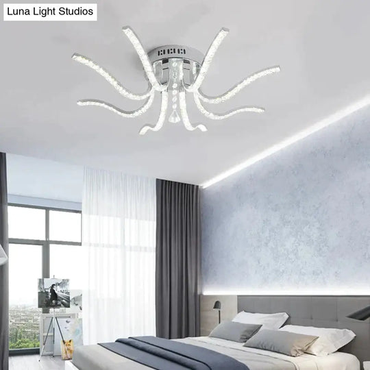 Chrome Plated Finish Crystal Rc Modern Led Ceiling Lights For Living Room Bedroom Sutdy Dimmable