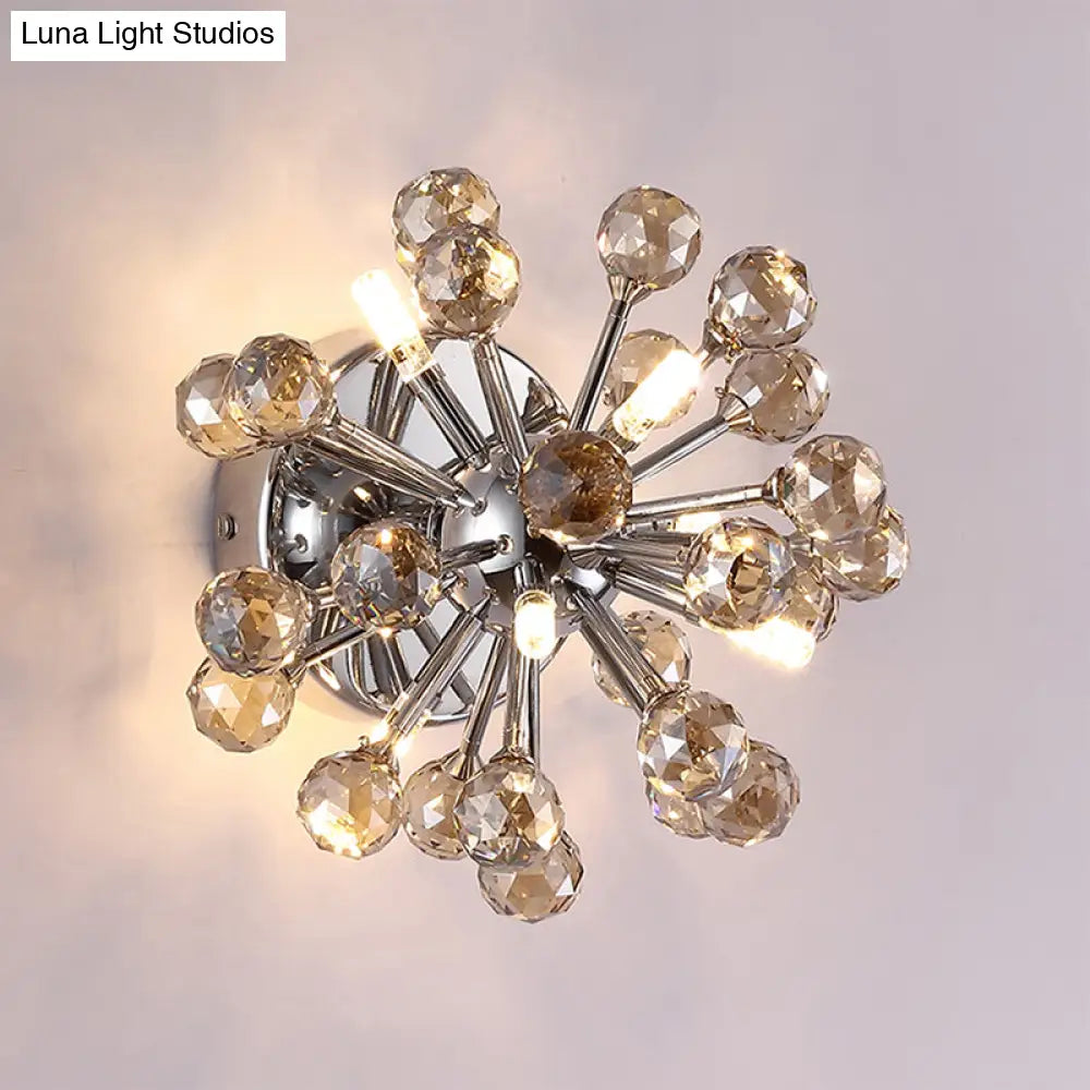 Chrome Sputnik Flushmount Crystal Ball Ceiling Light