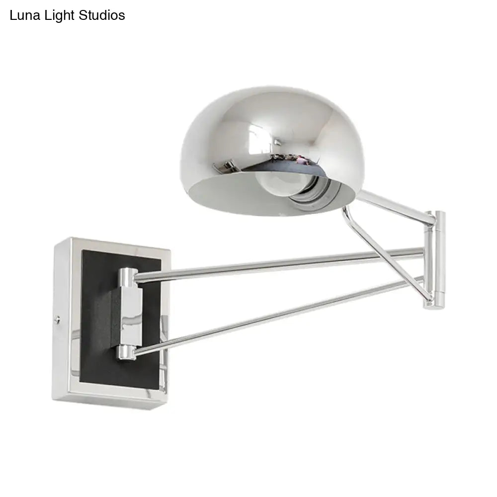 Chrome Swing Arm Retro Bowl Wall Sconce - Ideal Bedside Lighting