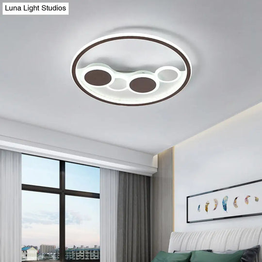 Circle Acrylic Led Flush Mount Ceiling Lamp - Modern Coffee Design With Dimmable Warm/White Light