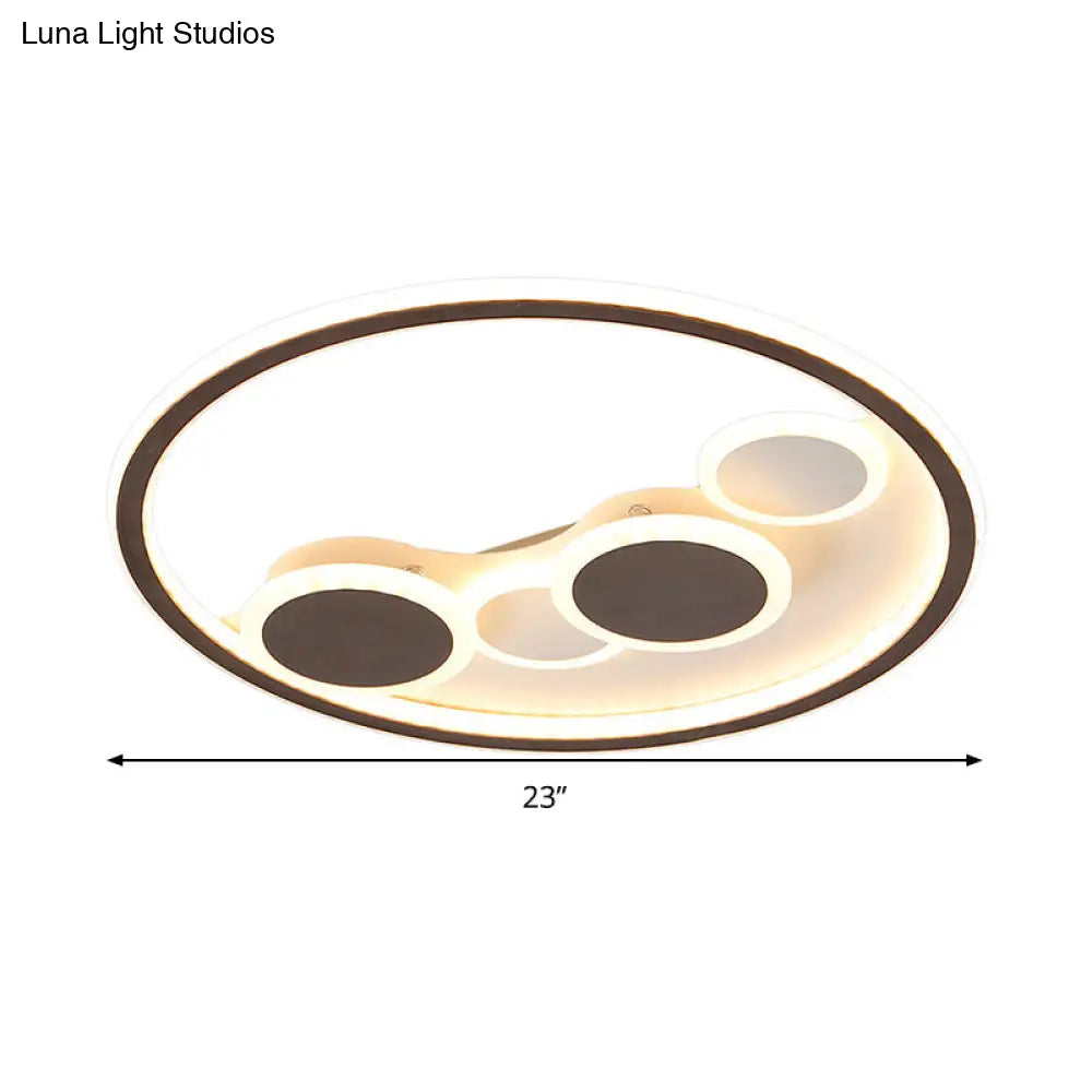 Circle Acrylic Led Flush Mount Ceiling Lamp - Modern Coffee Design With Dimmable Warm/White Light